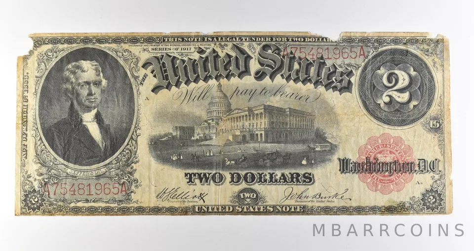 1917 $2 Legal Tender Red Seal Large Note Fr#58 *4692