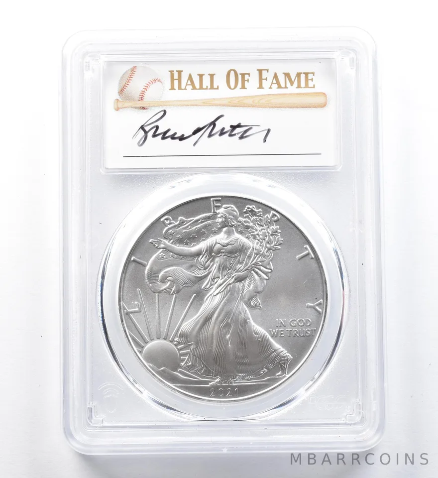 2021 American Silver Eagle Type 1 Bruce Sutter FDOI MS70 PCGS *1242