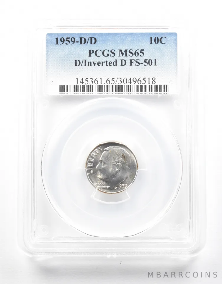 1959-D/D Roosevelt Dime D/Inverted D FS-501 MS65 PCGS *2155