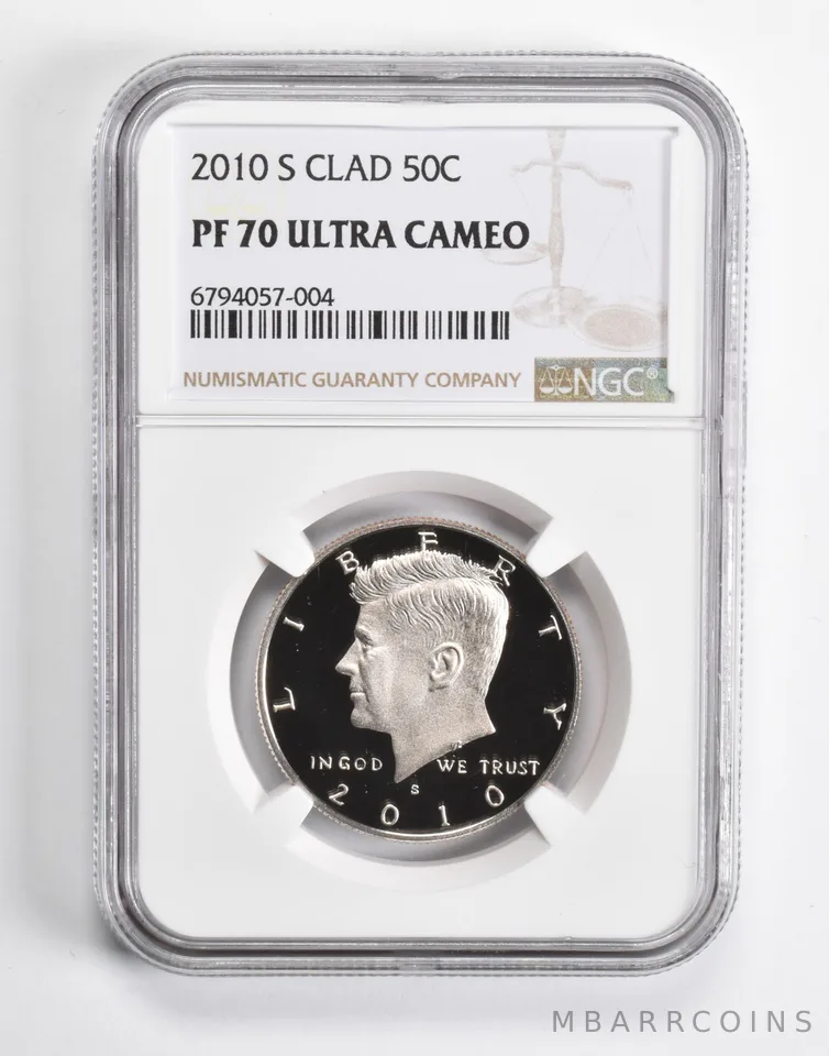 2010-S Kennedy Half Dollar CLAD 50c PF70 UCAM NGC Brown Lbl