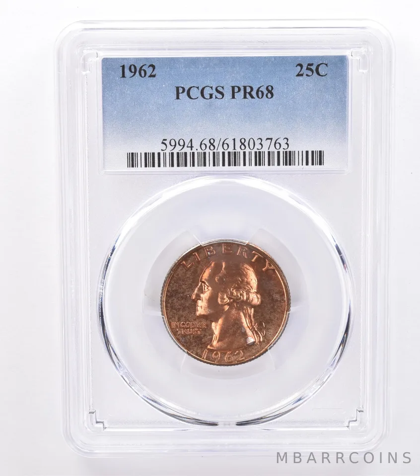 1962 Washington Quarter PR68 PCGS Beautiful Tone *8759