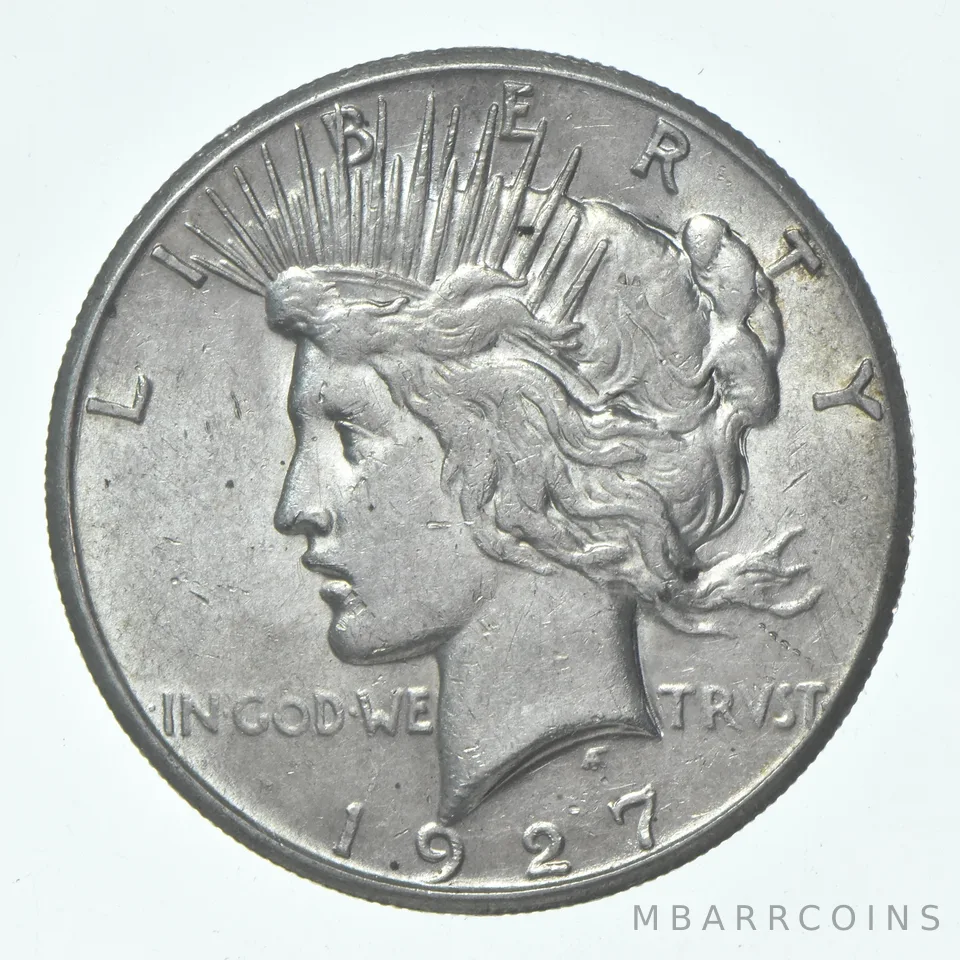 (1) 1927 (P) Choice AU Peace Silver Dollar 90% - CH AU Almost Unc