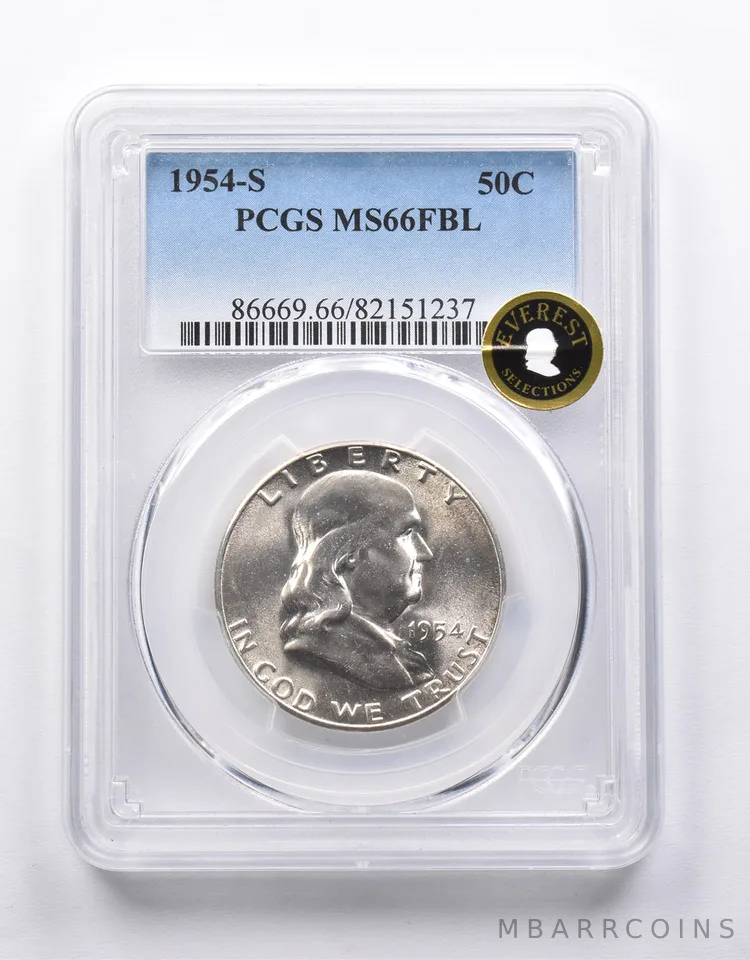 MS66 FBL 1954-S Franklin Half Dollar Everest Selections PCGS *6807