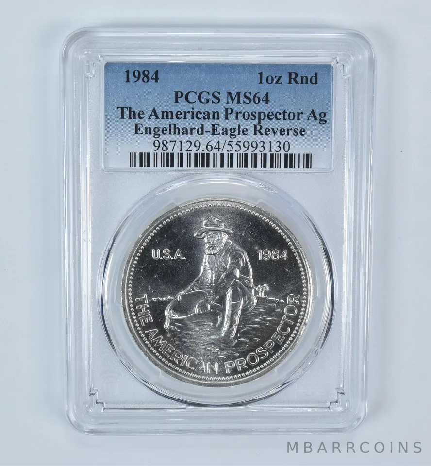 1984 Engelhard Prospector 1 Oz Silver Round Eagle Reverse MS64 PCGS