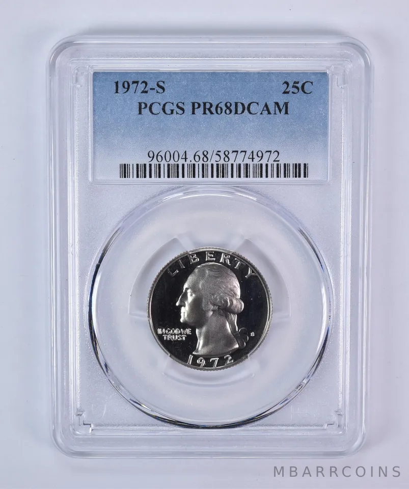1972-S Washington Quarter PR68 DCAM PCGS Blue Label
