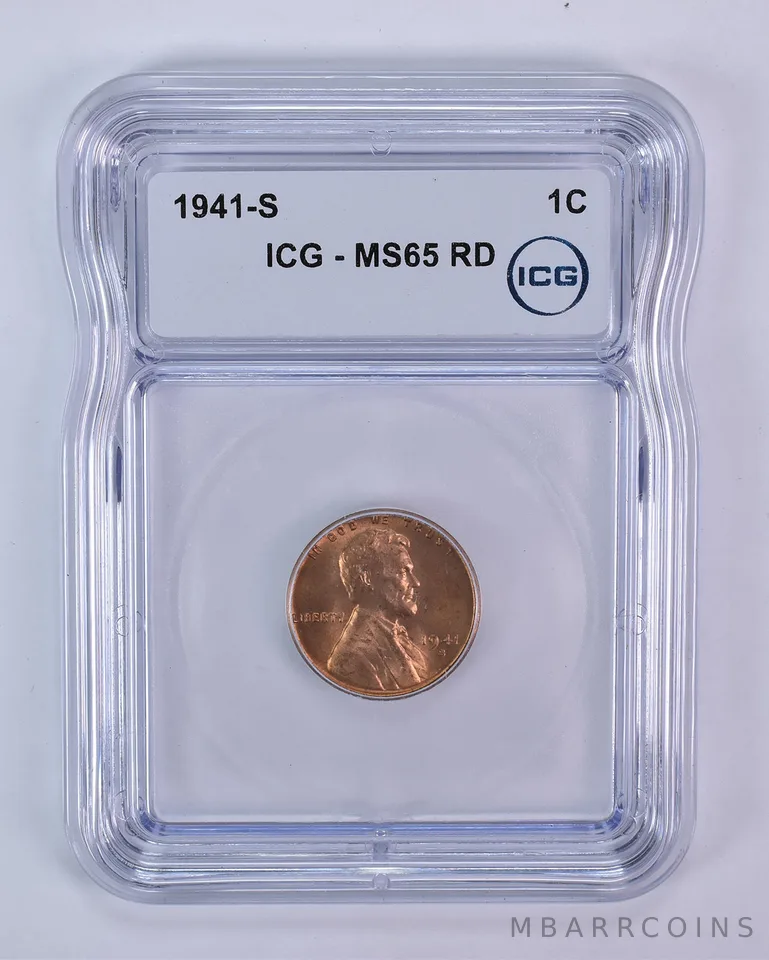 1941-S Lincoln Wheat Cent MS65 RD ICG