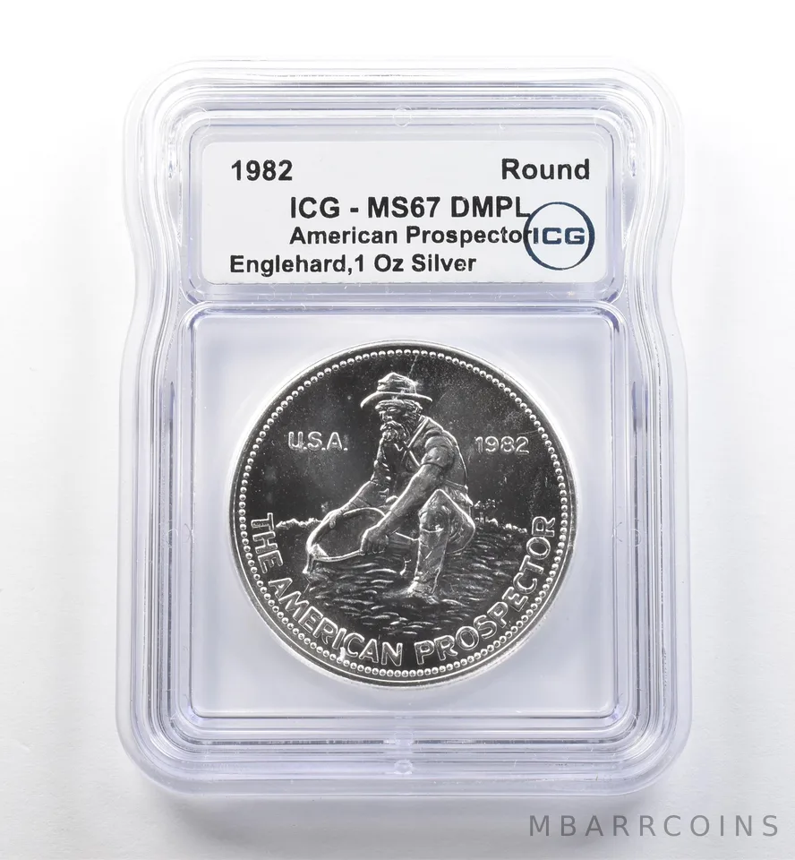 1982 Engelhard 1 Oz Silver American Prospector MS67 DMPL ICG *7474