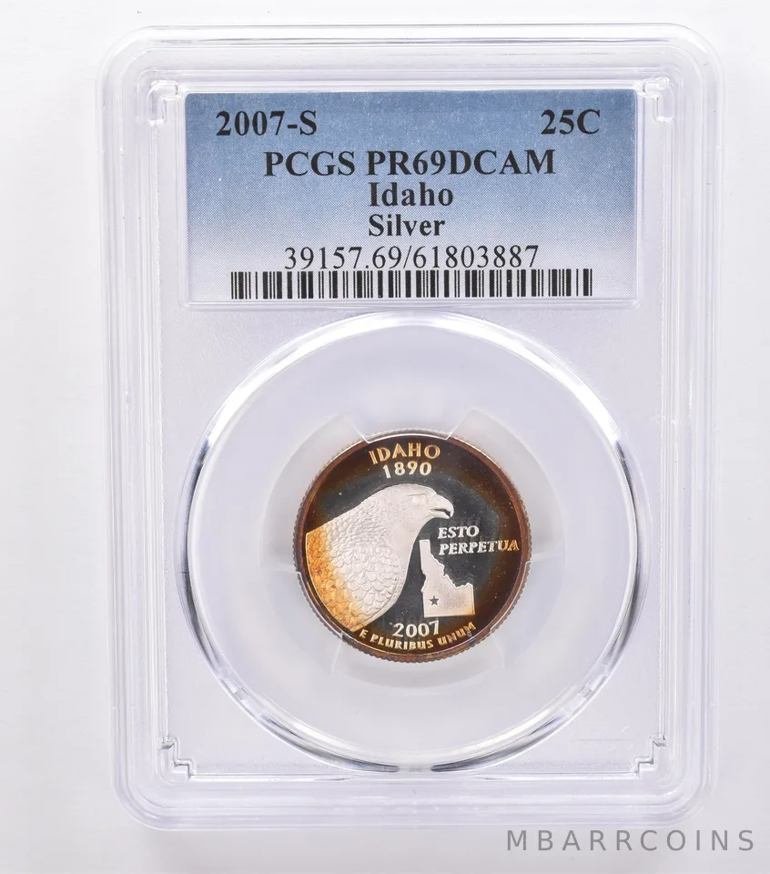 2007-S Washington State Quarter Idaho Silver PR69 DCAM PCGS Beautiful Tone *8762