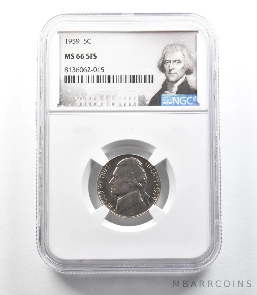 1959 Jefferson Nickel MS66 5FS NGC *0157