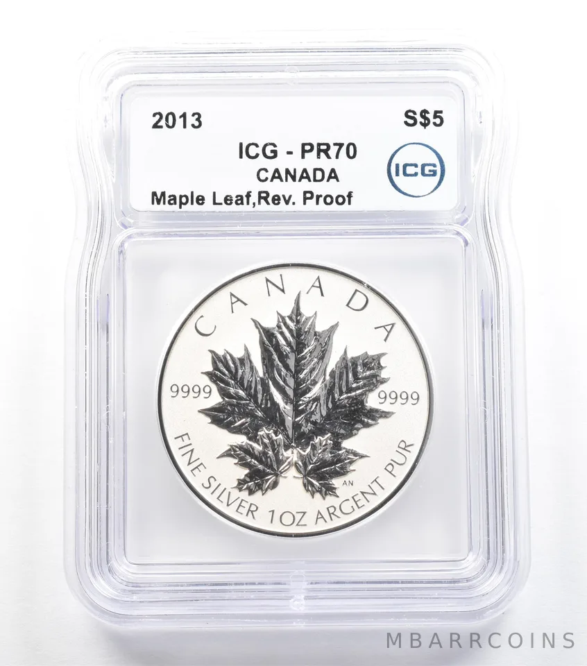 2013 Canada 5 Dollars Silver Maple Leaf 1 Oz Silver Reverse Proof PR70 ICG *5565