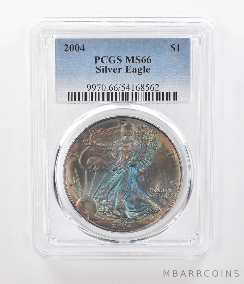 2004 American Silver Eagle MS66 PCGS Beautiful Tone *1275