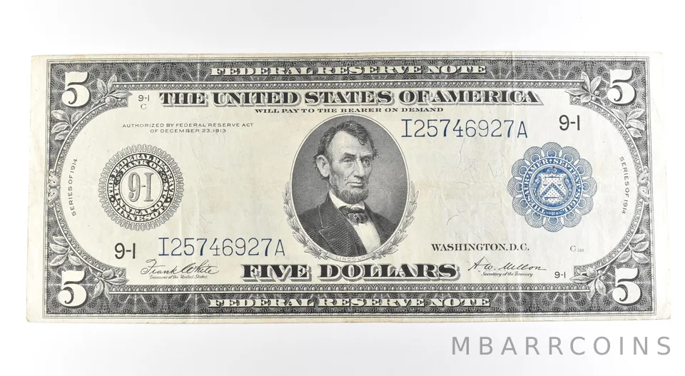 1914 $5 Minneapolis MN FRN Large Note Blue Seal *2726