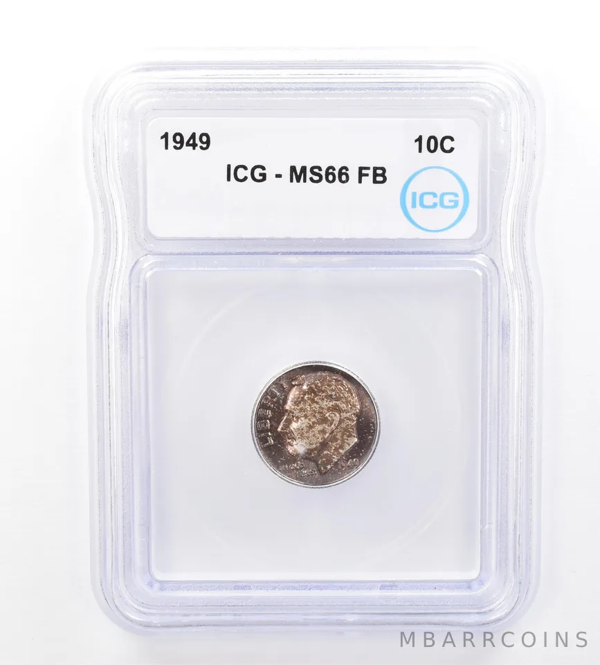1949 Roosevelt Dime MS66 FB ICG Beautiful Tone *1650