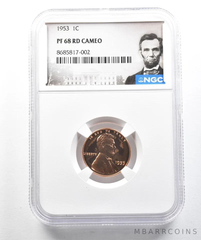 1953 Lincoln Wheat Cent PF68 RD CAMEO NGC *2507