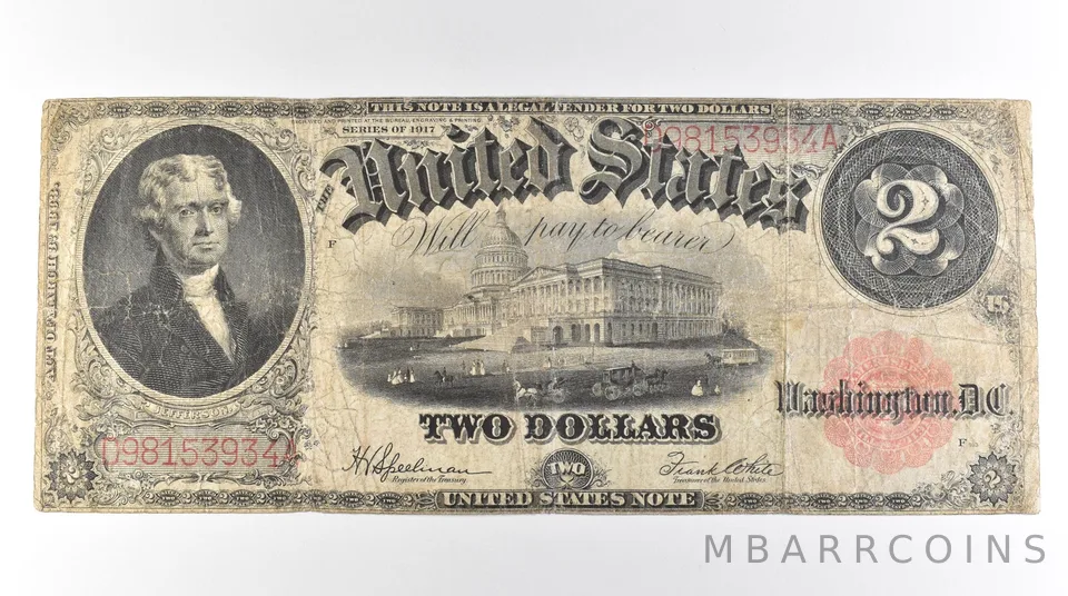1917 $2 Legal Tender Large Note Red Seal Fr#60 *3070