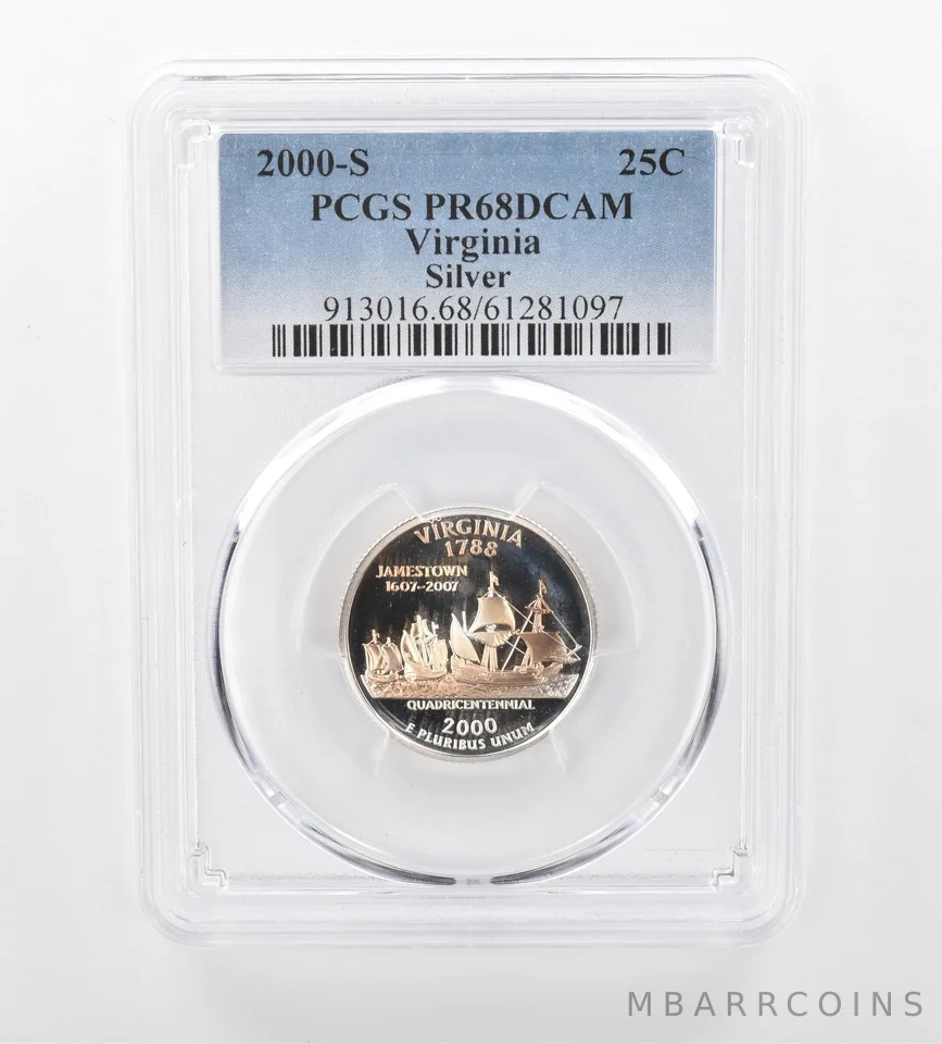 2000-S Washington State Quarter Virginia Silver PR68 DCAM PCGS Nice Tone *0964