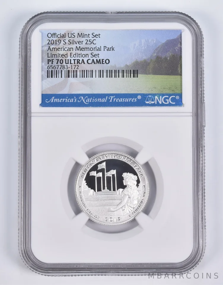 2019-S Silver PF70 ANT American Memorial Quarter Limited Edition NGC