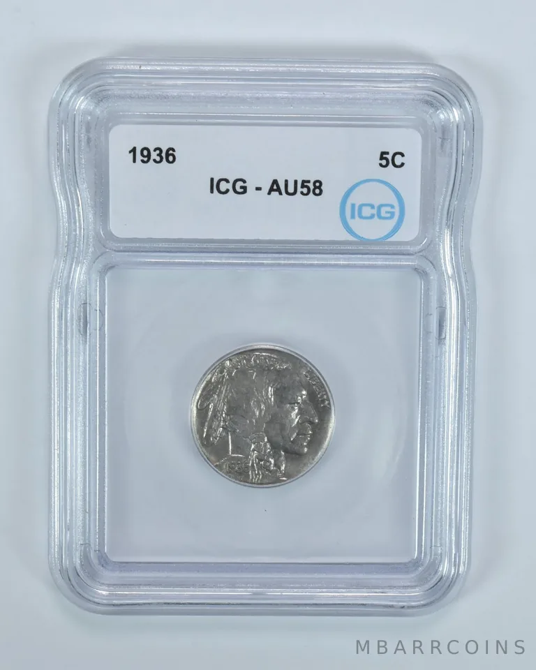 1936 Indian Head Buffalo Nickel AU58 ICG