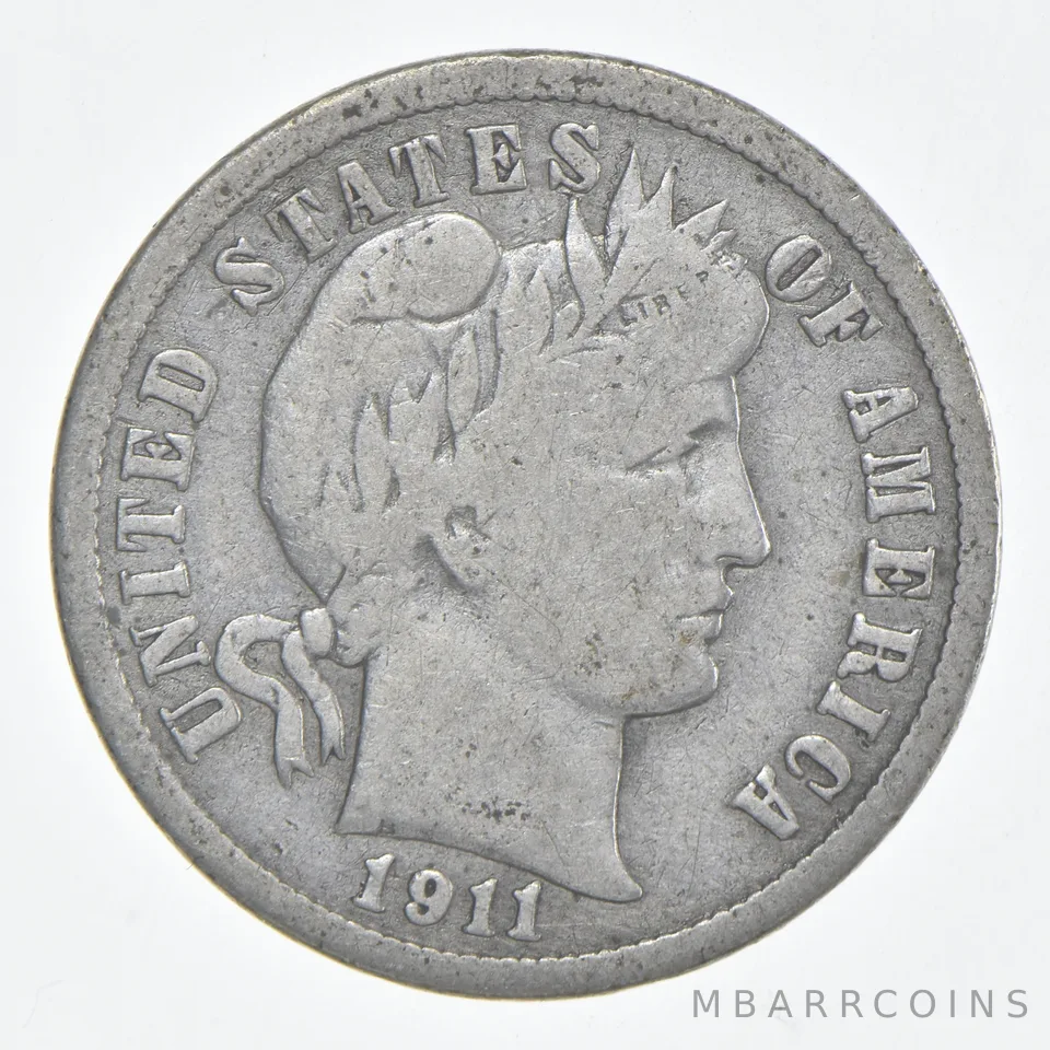 1911-D Barber Dime 90% Silver FINE Condition