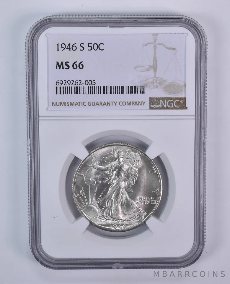 1946-S Walking Liberty Half Dollar MS66 NGC Brown Label