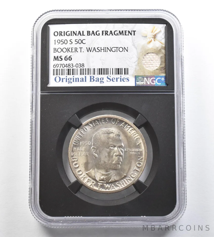 1950-S Booker T Washington Half Dollar Original Bag Fragment MS66 NGC a7136
