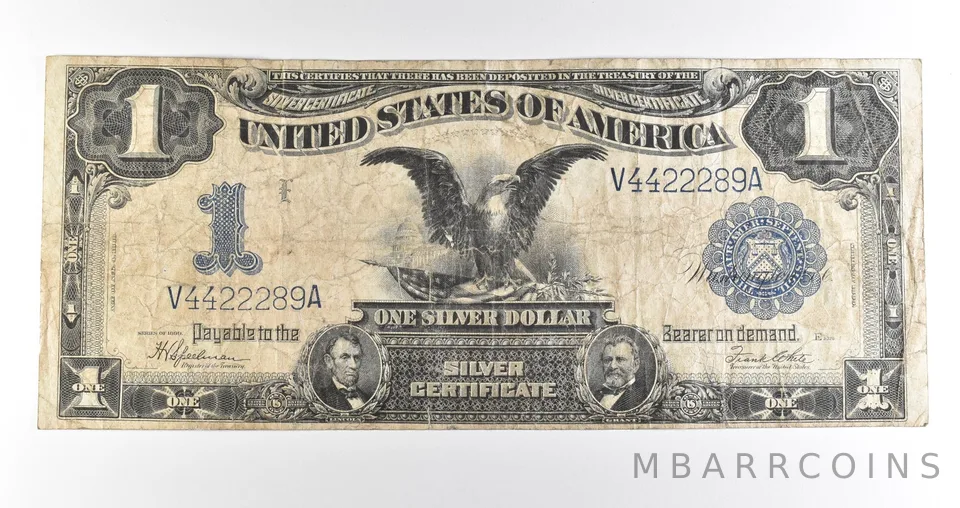 1899 $1 Silver Certificate Black Eagle Blue Seal Large Note *4509