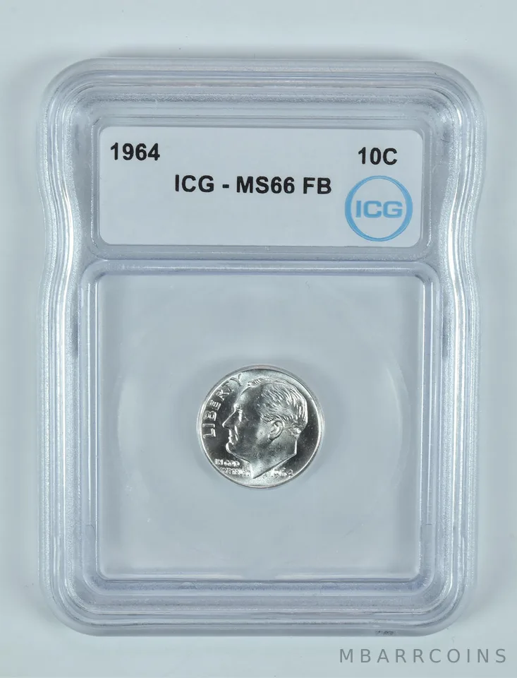 1964 Roosevelt Dime MS66 FB ICG
