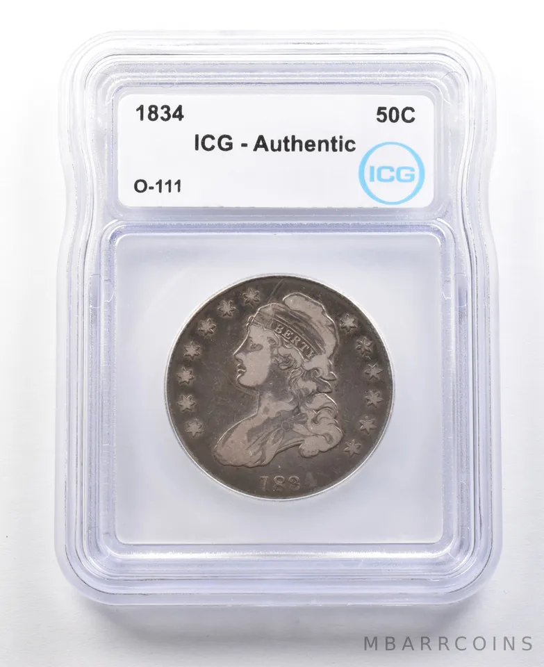 1834 Capped Bust Half Dollar O-111 Authentic ICG *3026