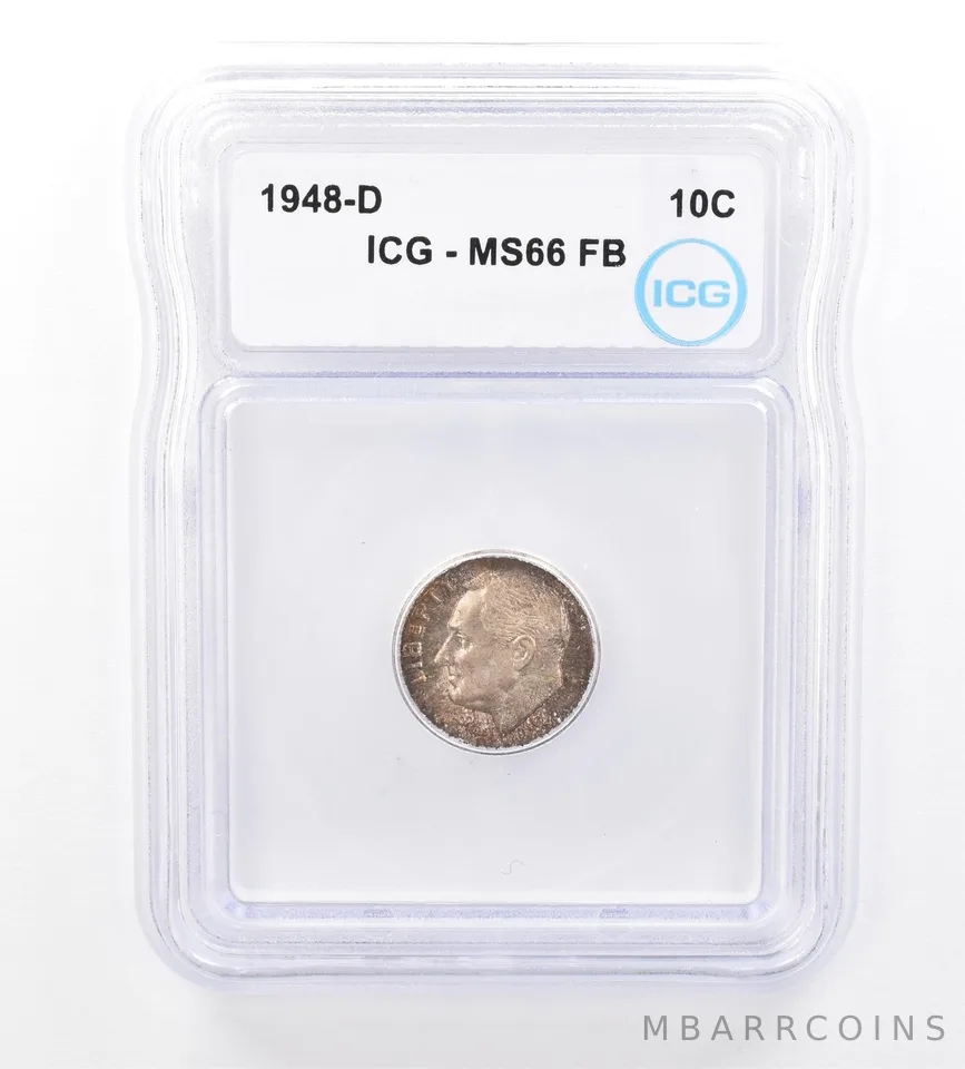 1948-D Roosevelt Dime MS66 FB ICG Beautiful Tone a1585