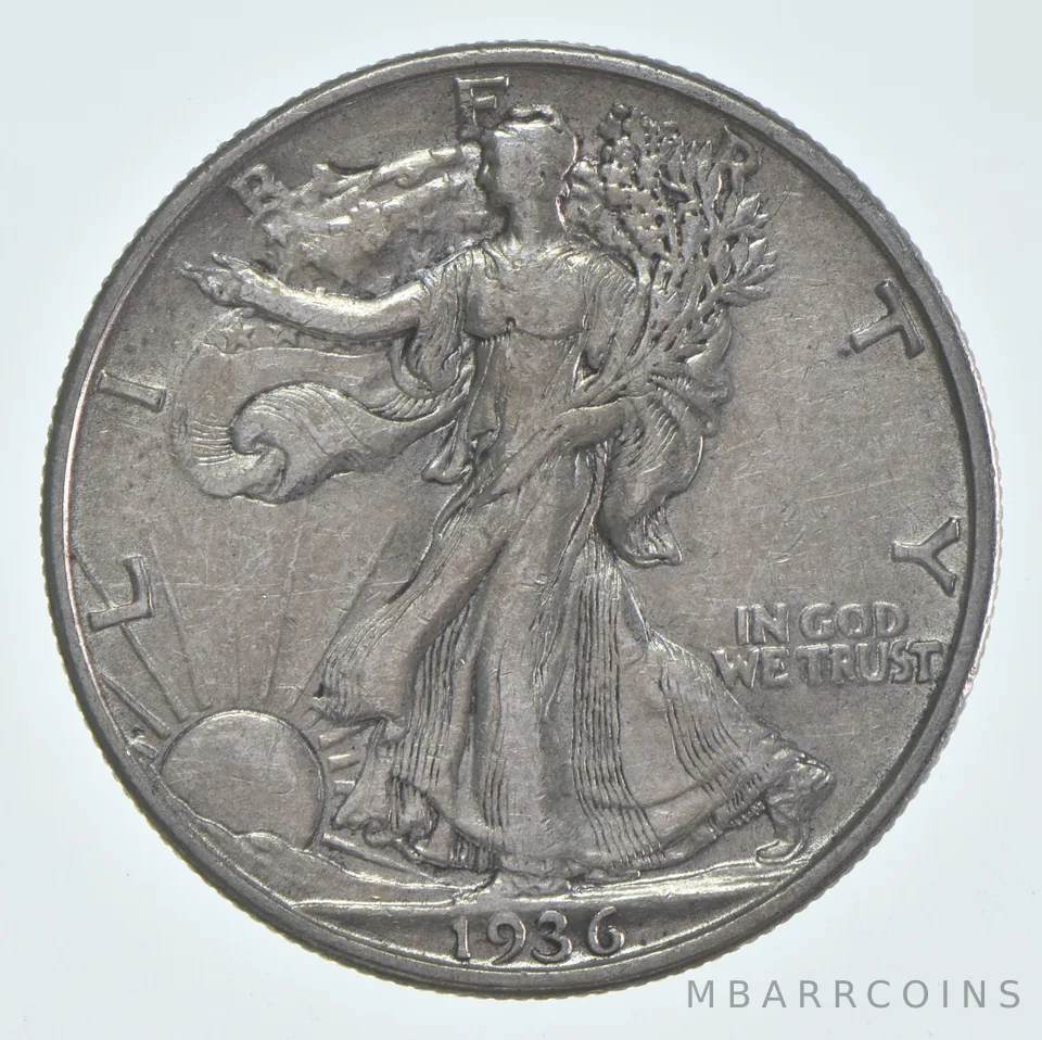 AU 1936-D Walking Liberty Half Dollar Almost Unc 90% Silver (1pc)