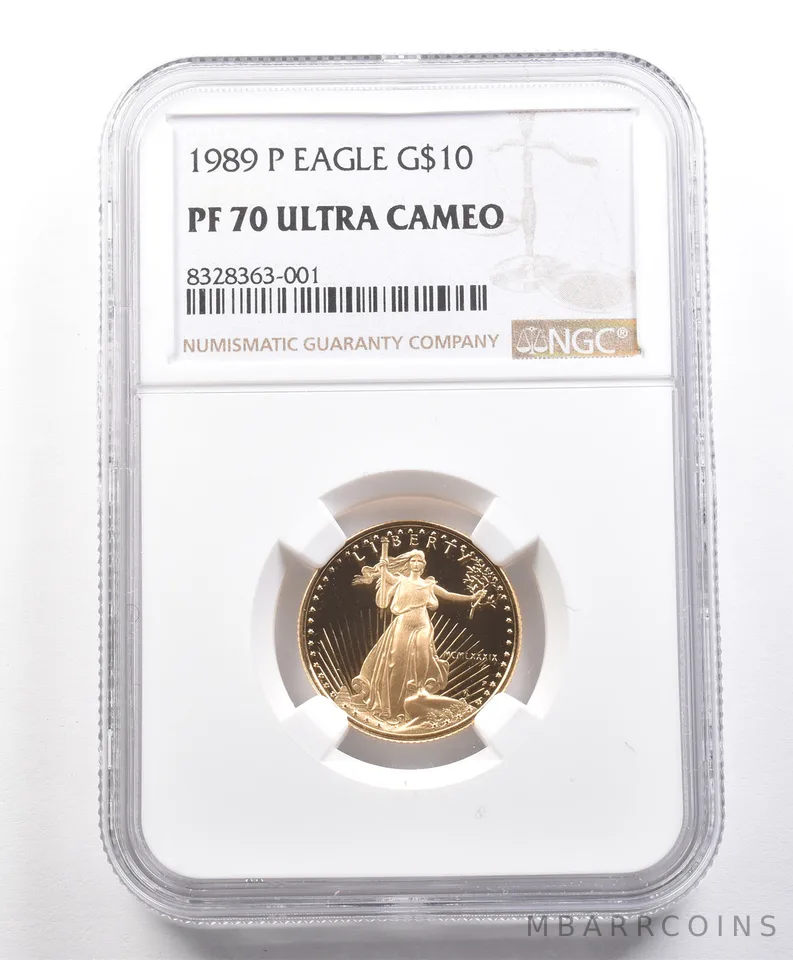 1989-P $10 American Gold Eagle 1/4 Oz Gold PF70 UCAM NGC