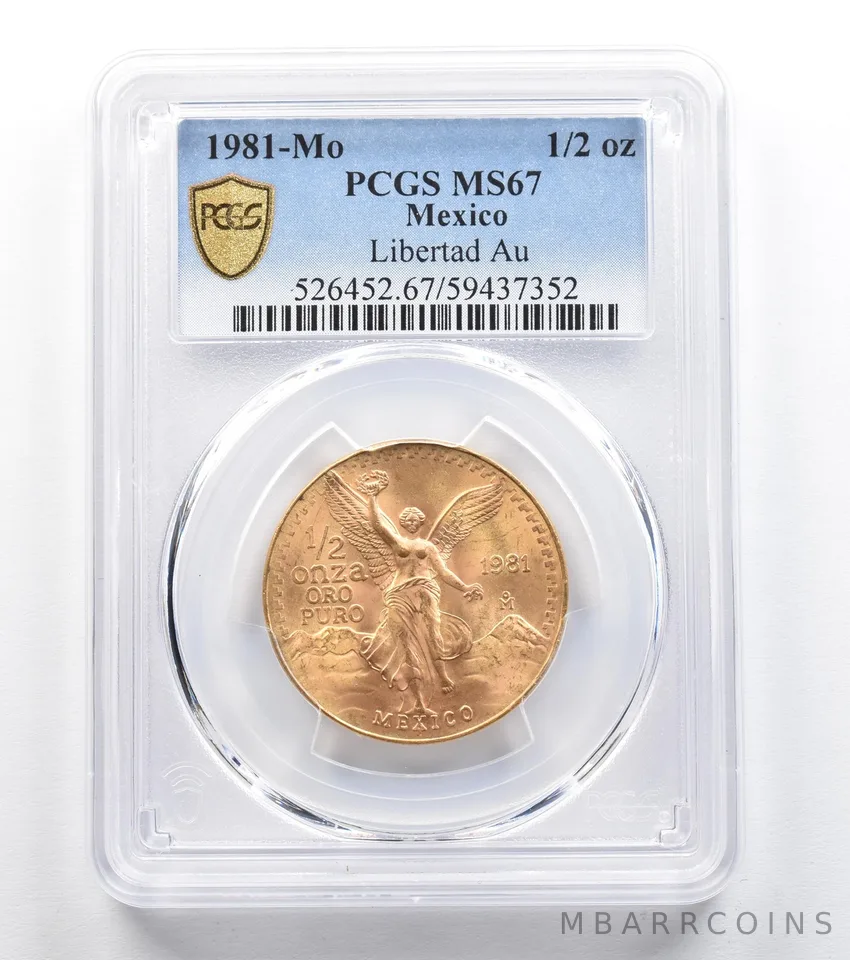1981 Mo Mexico 1/2 Onza Gold Libertad MS67 PCGS *9627