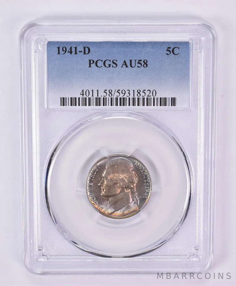 1941-D Jefferson Nickel AU58 PCGS Beautiful Tone *1145