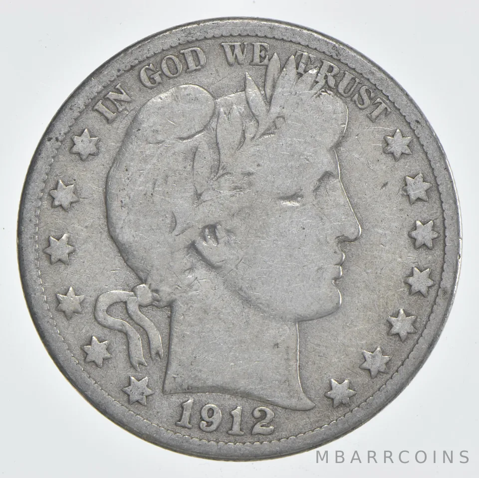 1912-D Barber Half Dollar 90% Silver VG Condition