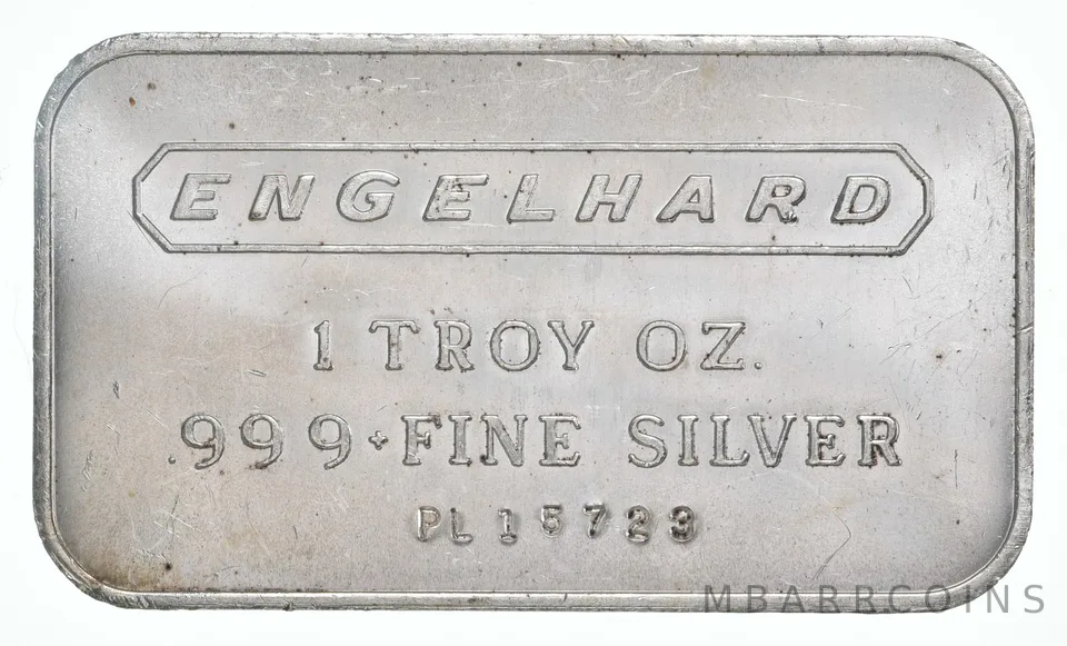 1 Troy Oz Silver Bar Engelhard Logo On Back