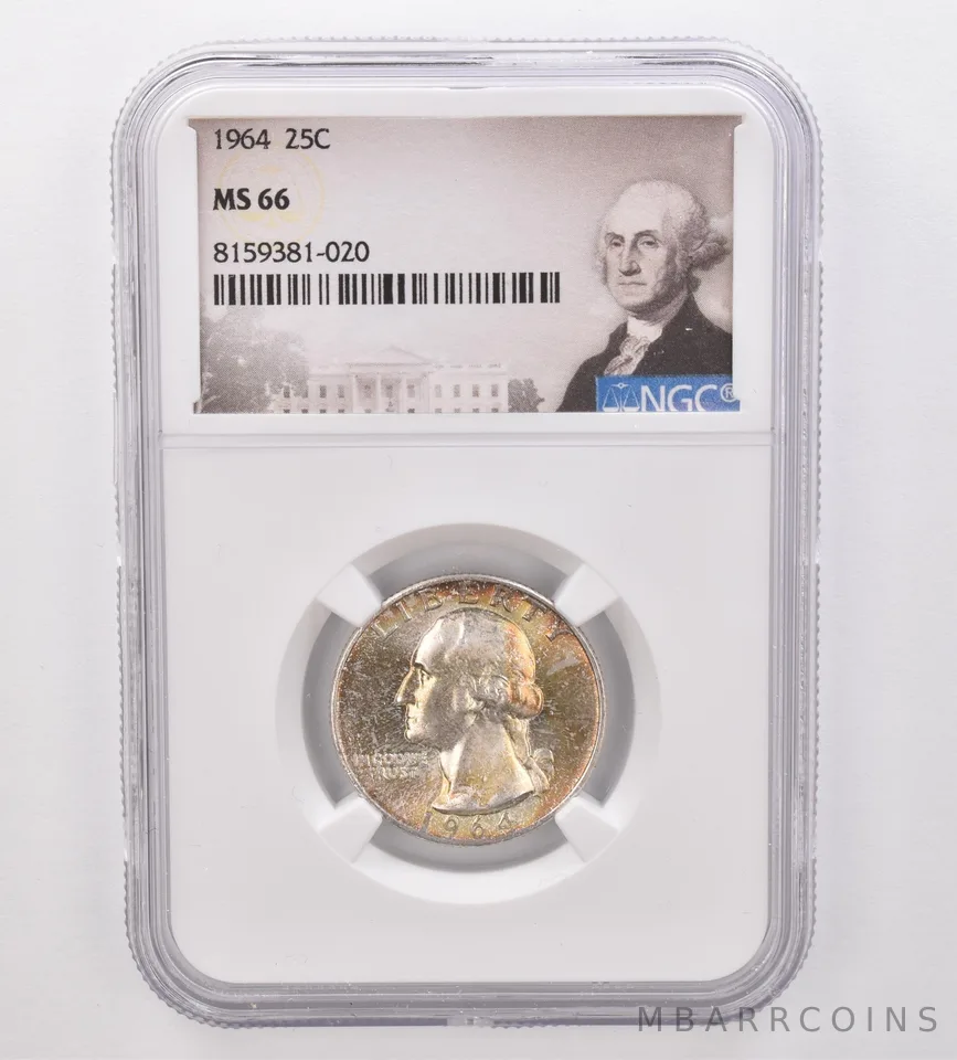 1964 Washington Quarter MS66 NGC Beautiful Tone *9890