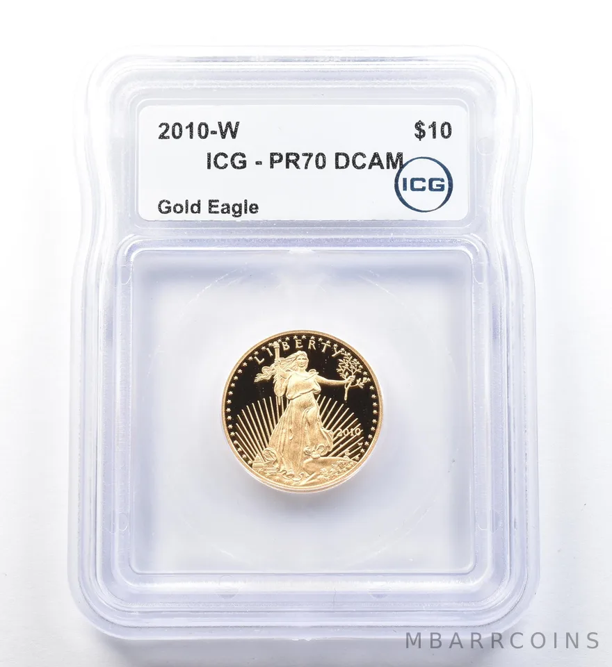 2010-W $10 American Gold Eagle 1/4 Oz Gold PR70 DCAM ICG