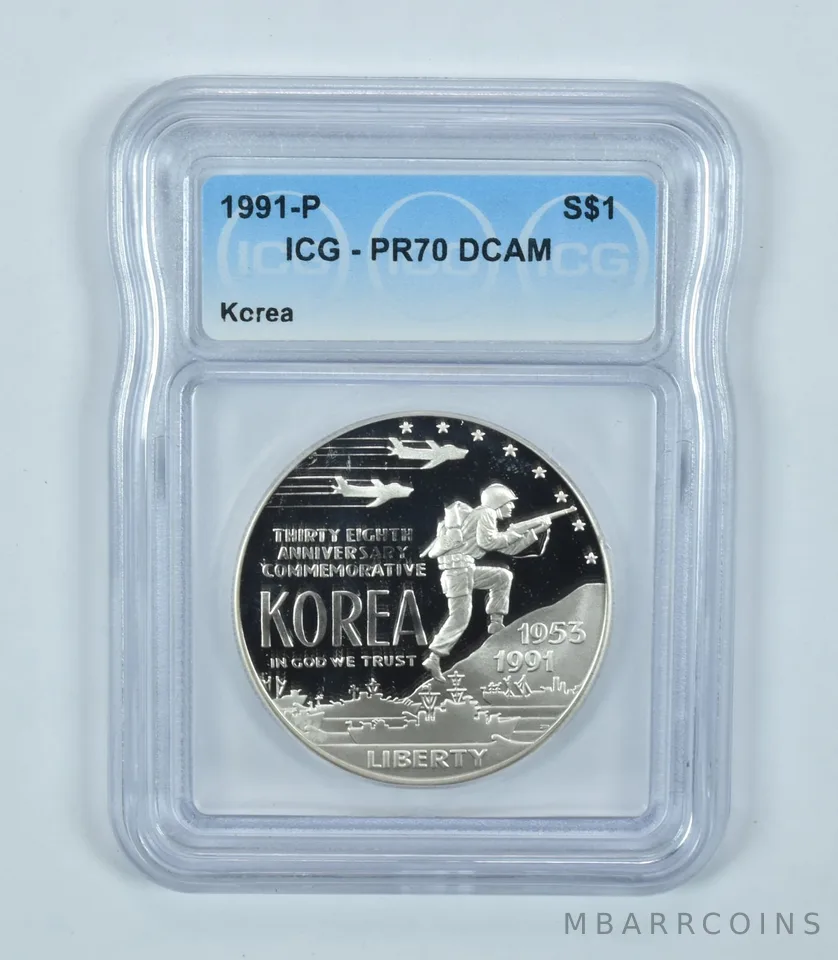 1991-P Korean War Commemorative Silver Dollar PR70 DCAM ICG