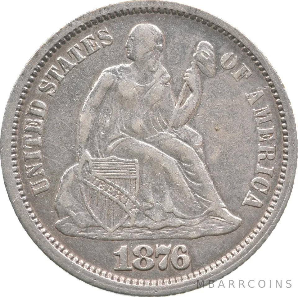 1876-CC Type 1 Seated Liberty Dime *4724