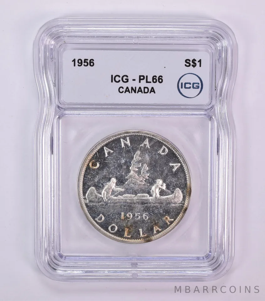 1956 Canada 1 Dollar Silver Voyageurs PL66 ICG
