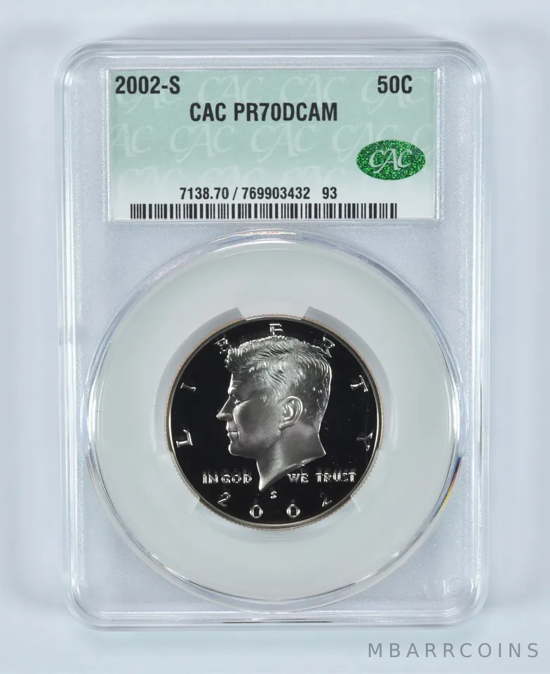 2002-S Kennedy Half Dollar PR70 DCAM CAC CACg
