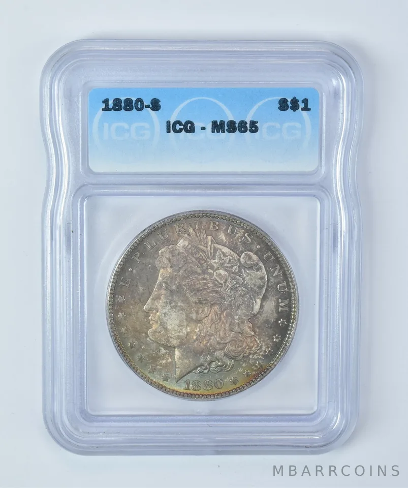 MS65 1880-S Morgan Silver Dollar PCGS Beautifully Toned *5682