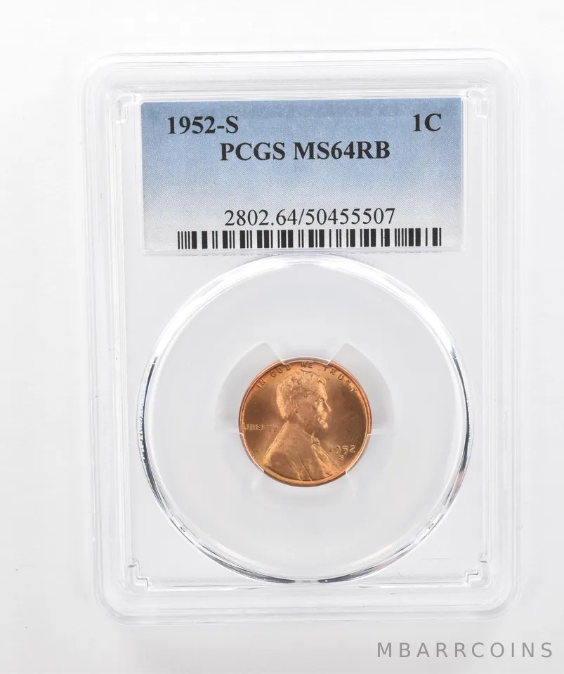 1952-S Lincoln Wheat Cent MS64 RB PCGS Beautiful Tone *3021