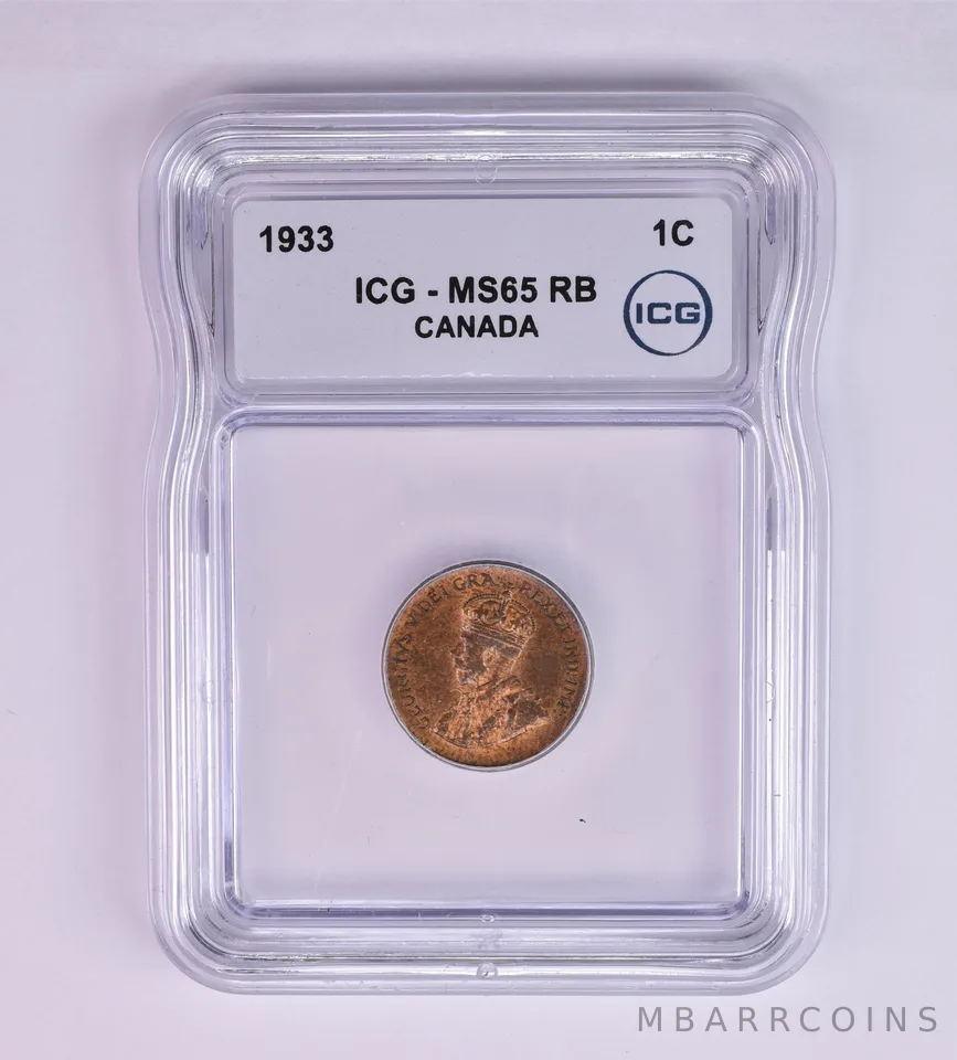 1933 Canada 1 Cent MS65 RB ICG Beautiful Tone *1253