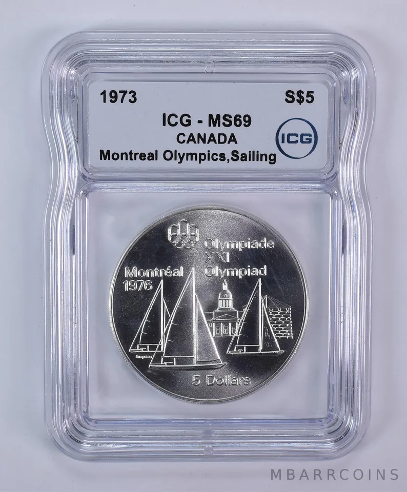 1973 Canada 5 Dollars Silver Montreal Olympics Sailing MS69 ICG