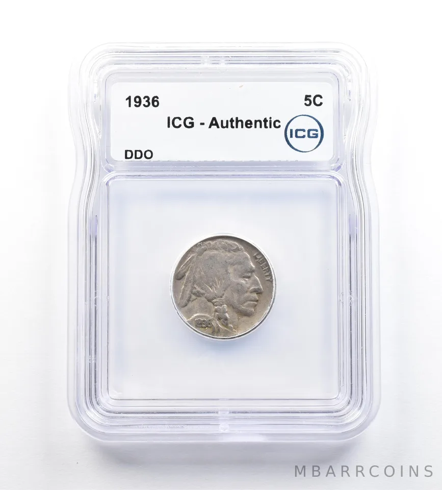 1936 Indian Head Buffalo Nickel DDO Authentic ICG *9180