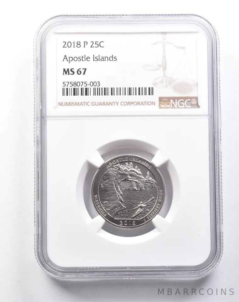 MS67 2018-P Washington Quarter Lowell Apostle Islands NGC a6158