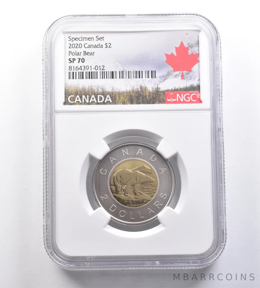 2020 Canada 2 Dollars Specimen Set Polar Bear SP70 NGC *7054
