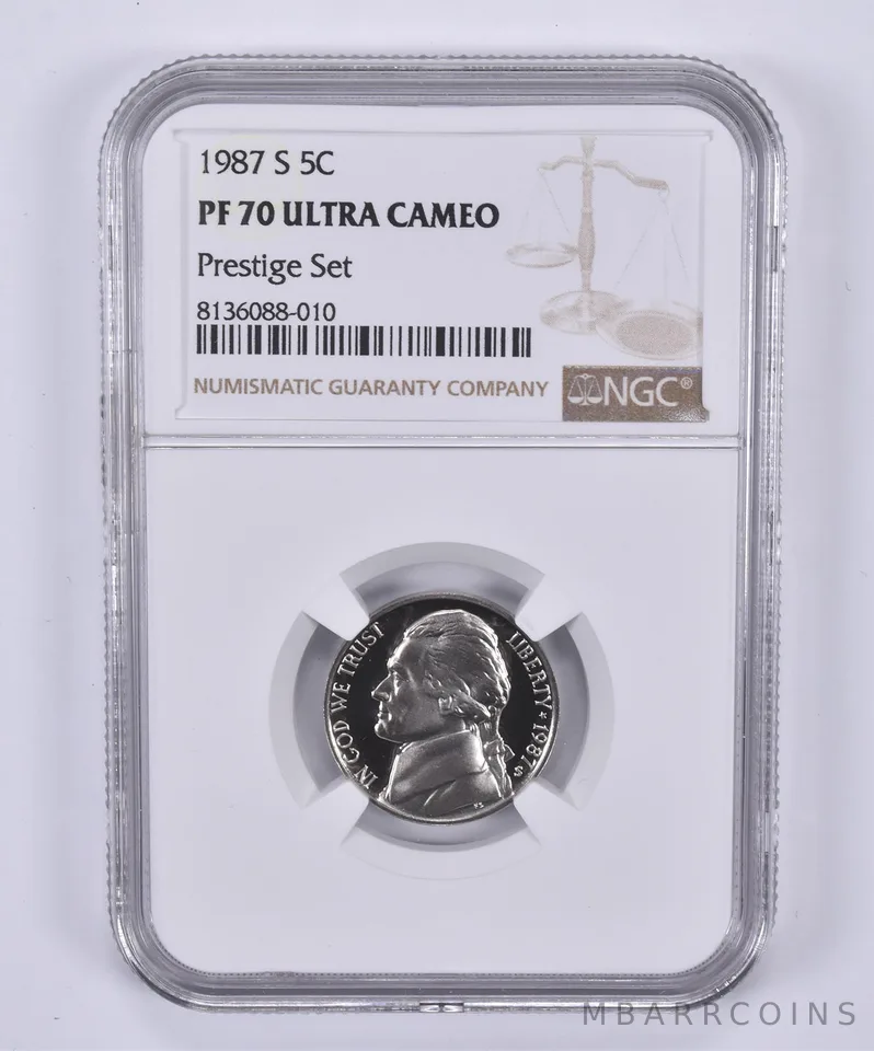 1987-S Jefferson Nickel Prestige Set PF70 UCAM NGC Brown Label