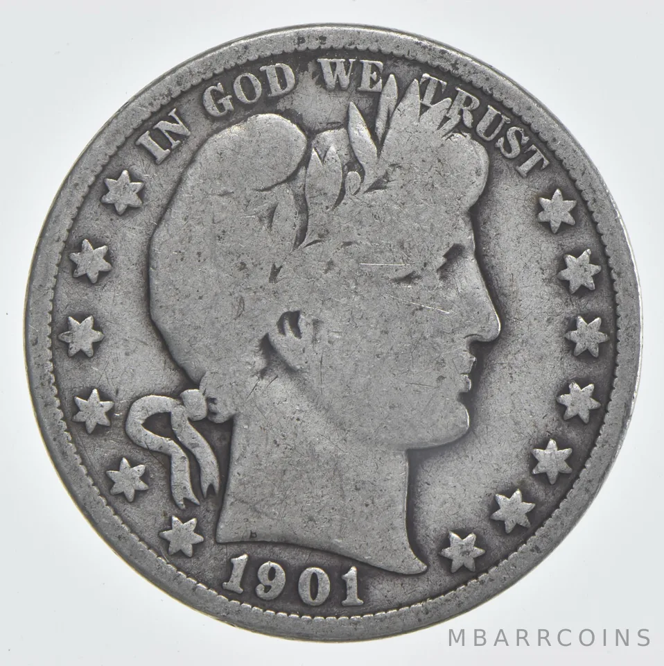 1901 (P) Barber Half Dollar 90% Silver VG Condition